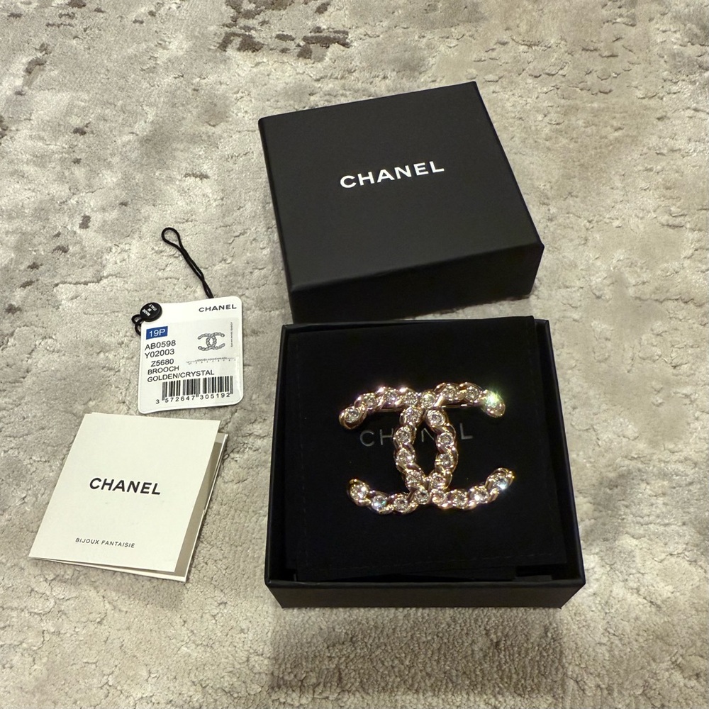 Chanel Gold and Crystal Brooch